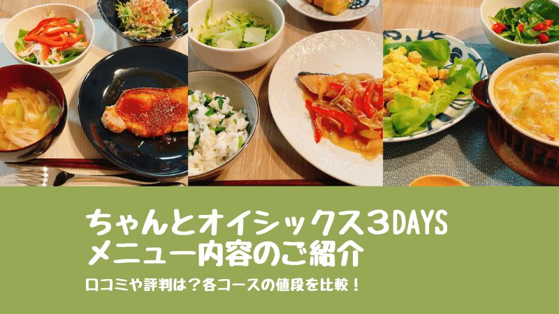 ちゃんとオイシックス３Daysのメニュー内容紹介|口コミや評判は？各コースの値段を比較